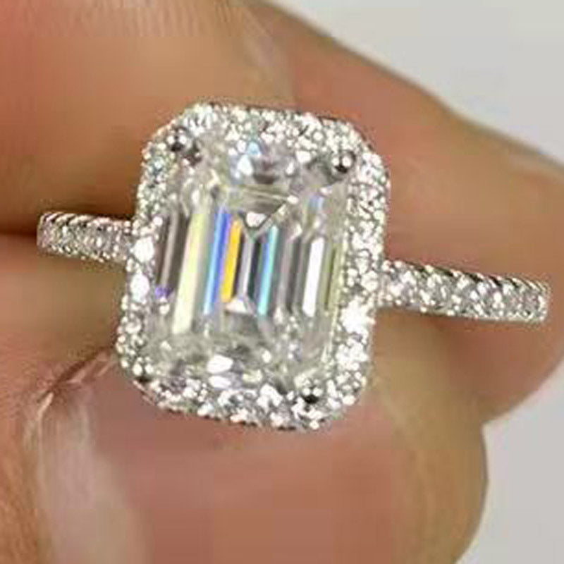 Joyería al por mayor Anillos de plata esterlina Moissanite de cuatro puntas